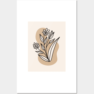 neutral flower doodle Posters and Art